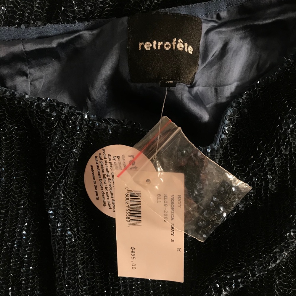 NWT Retrofete Veronica Navy Sequin Skirt M - Picture 7 of 7
